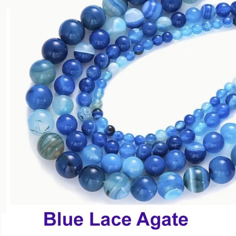 Blue Lace Agate Beads    15" strand